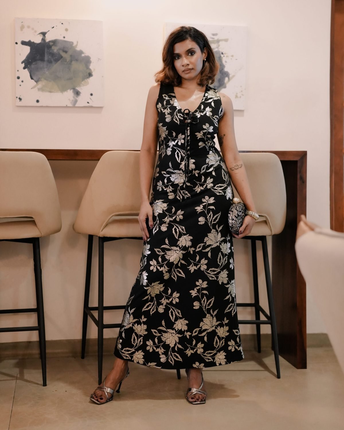 Katniss 2.0 brocade body-con maxi dress