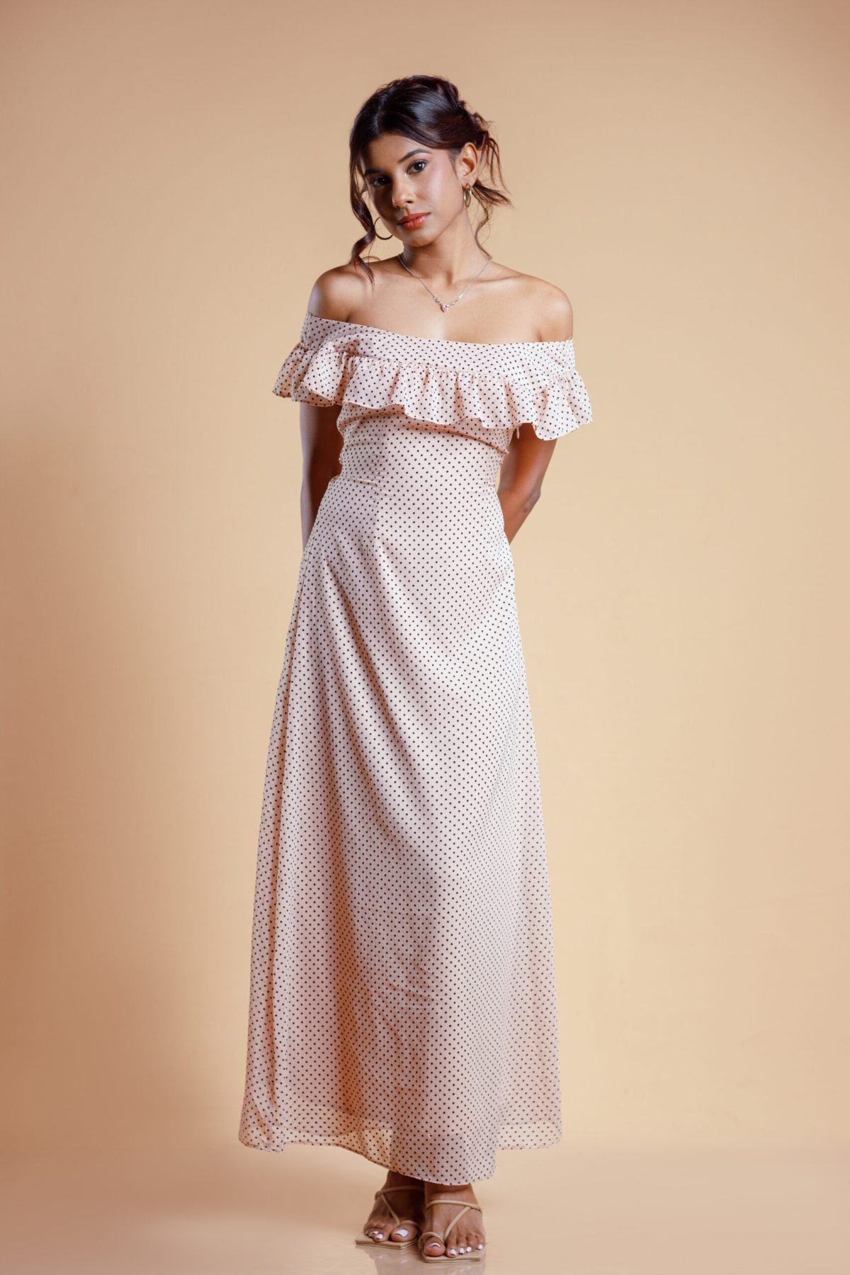 Gia off-shoulder polka dress